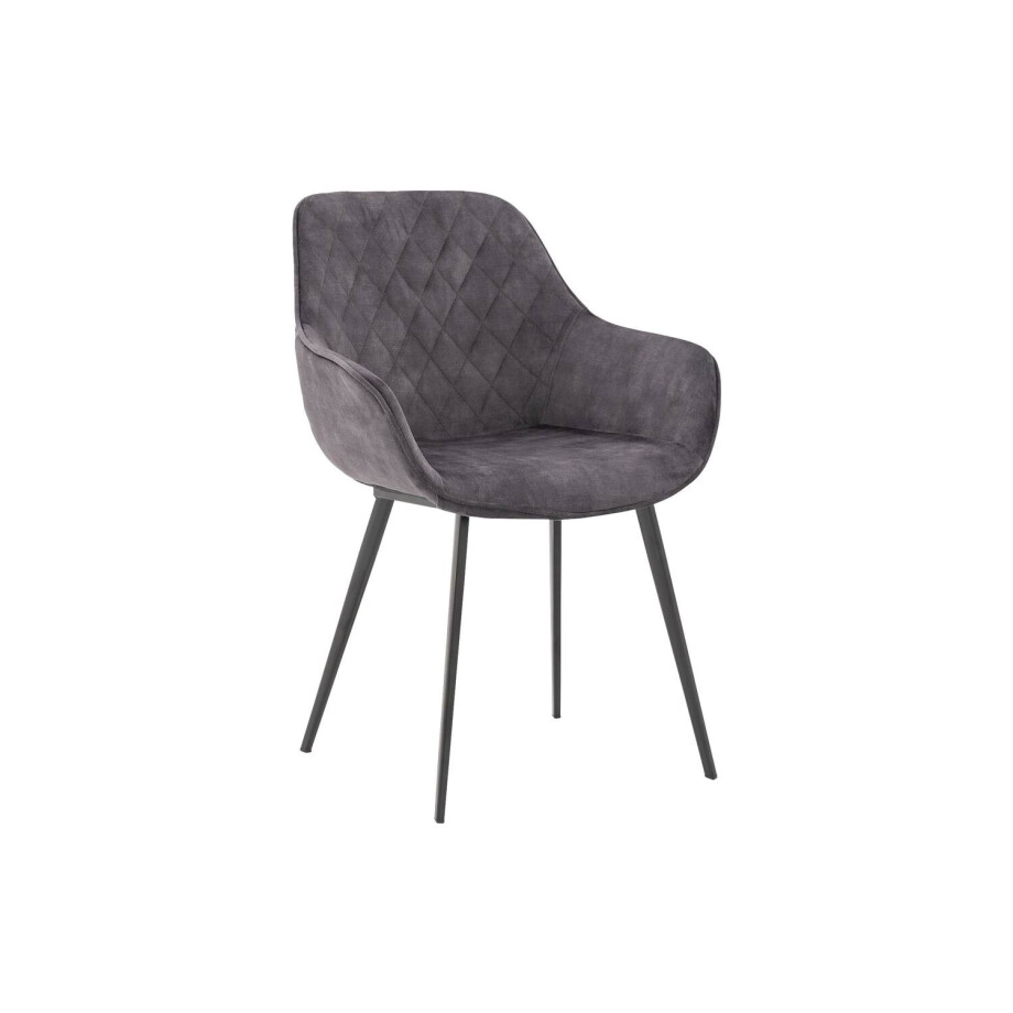 Goossens Basic Eetkamerstoel Ebi antraciet velvet stof met armleuning, elegant chic Goossens Basic Eetkamerstoel Ebi antraciet velvet stof met armleuning, elegant chic afbeelding 1