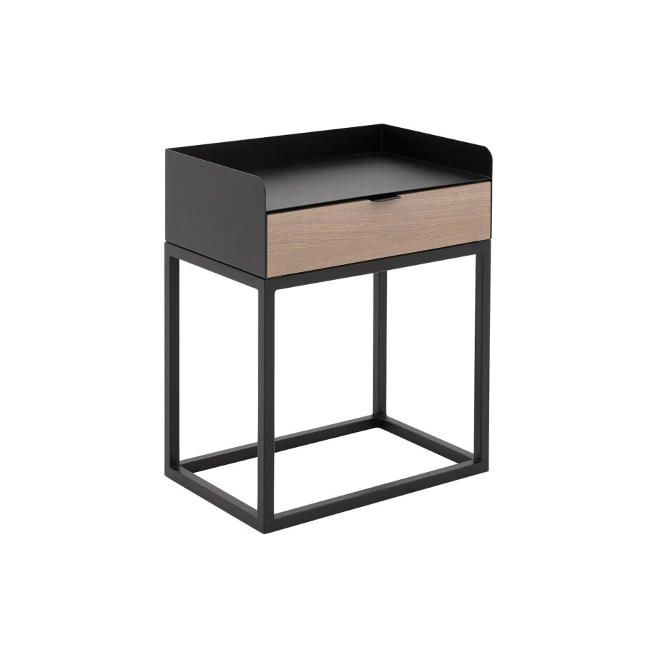 Goossens Nachtkastje Vide, Met blad en lade 45 cm b x 65 cm h x 30 cm d met onderstel metaal zwart ral 9005 Goossens Nachtkastje Vide, Met blad en lade 45 cm b x 65 cm h x 30 cm d met onderstel metaal zwart ral 9005 afbeelding 1