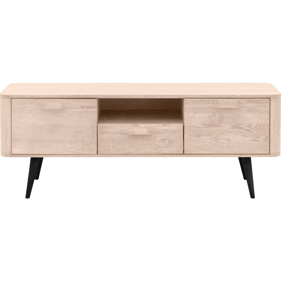 Goossens Tv Meubel Bjarte, 2 deuren 1 lade 1 open vak 135 cm breed Goossens Tv Meubel Bjarte, 2 deuren 1 lade 1 open vak 135 cm breed afbeelding 1