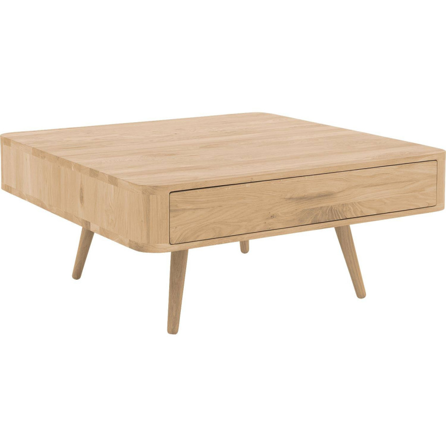 Goossens Salontafel Bjarte vierkant, hout eiken wit, stijlvol landelijk, 90 x 40 x 90 cm afbeelding 1