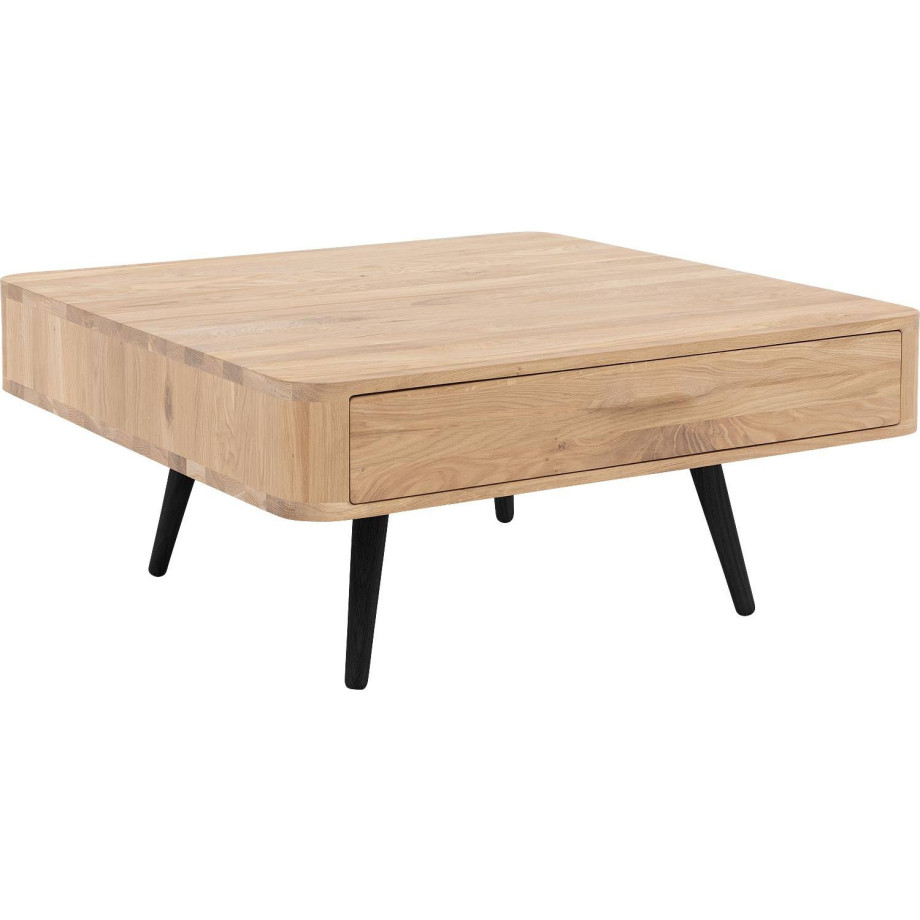 Goossens Salontafel Bjarte vierkant, hout eiken wit, stijlvol landelijk, 90 x 40 x 90 cm afbeelding 1