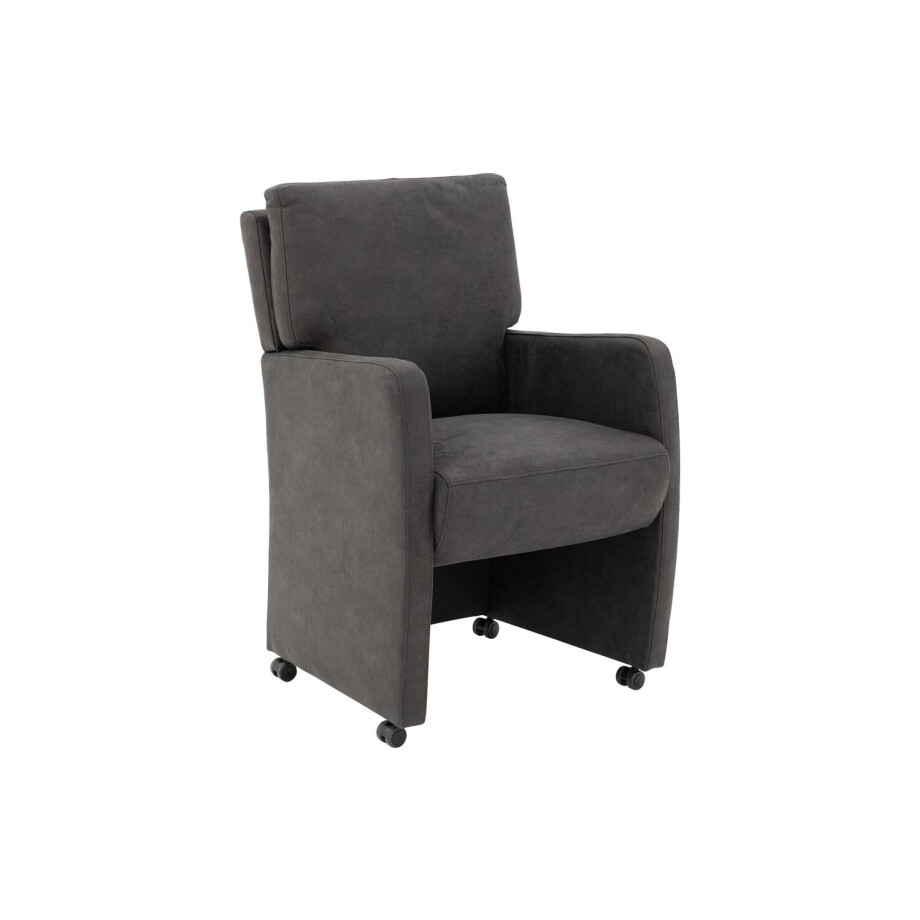 Goossens Eetkamerstoel Leen antraciet micro leer met armleuning en met wielen, stijlvol landelijk Goossens Eetkamerstoel Leen antraciet micro leer met armleuning en met wielen, stijlvol landelijk afbeelding 1
