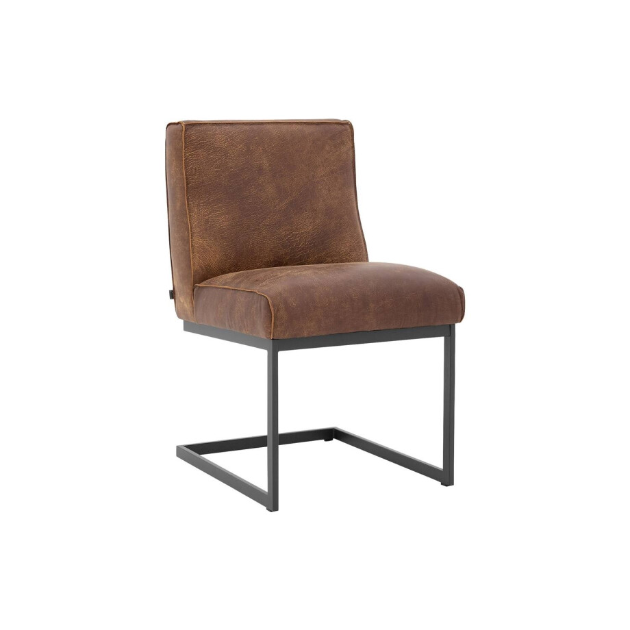Goossens Excellent Eetkamerstoel Tom bruin leer leuning, urban industrieel Goossens Excellent Eetkamerstoel Tom bruin leer leuning, urban industrieel afbeelding 1