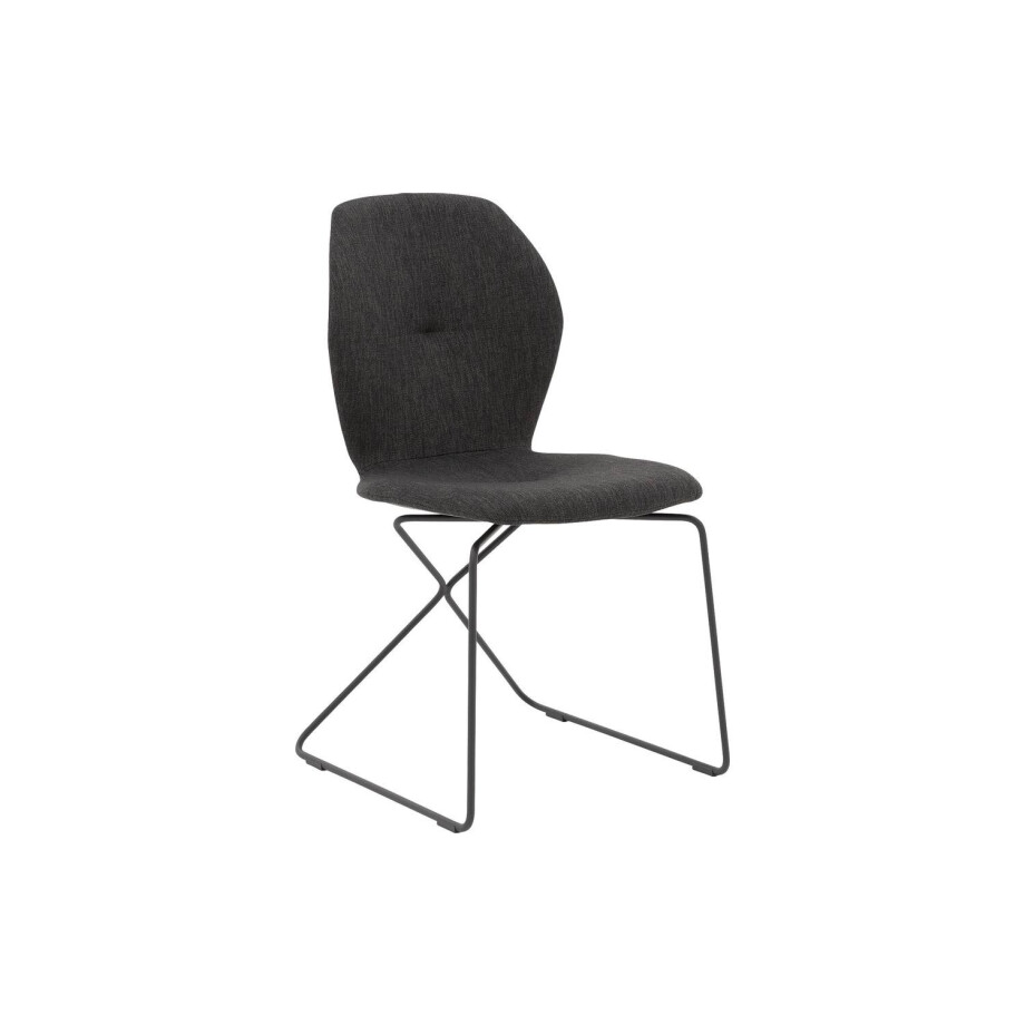 Goossens Excellent Eetkamerstoel Manzini antraciet stof leuning, modern design Goossens Excellent Eetkamerstoel Manzini antraciet stof leuning, modern design afbeelding 1