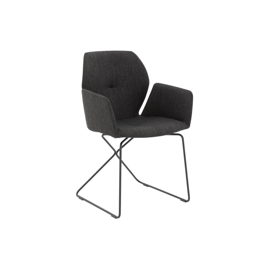 Goossens Excellent Eetkamerstoel Manzini antraciet stof met armleuning, modern design Goossens Excellent Eetkamerstoel Manzini antraciet stof met armleuning, modern design afbeelding 1