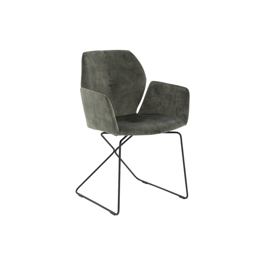 Goossens Excellent Eetkamerstoel Manzini groen velvet stof met armleuning, modern design Goossens Excellent Eetkamerstoel Manzini groen velvet stof met armleuning, modern design afbeelding 1