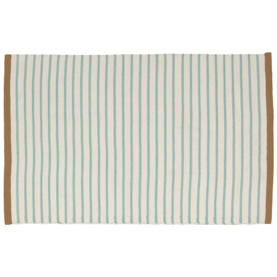 Kave Home Kave Home Vloerkleed Catiana, Catiana Groen Gestreept Pet Tapijt 60 X 90 Cm afbeelding 