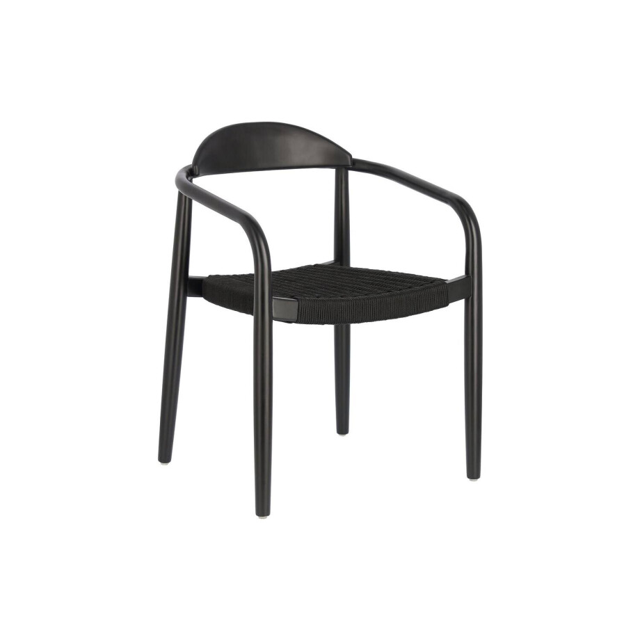 Kave Home Kave Home Eetkamerstoel Nina zwart hout met arm, afbeelding 