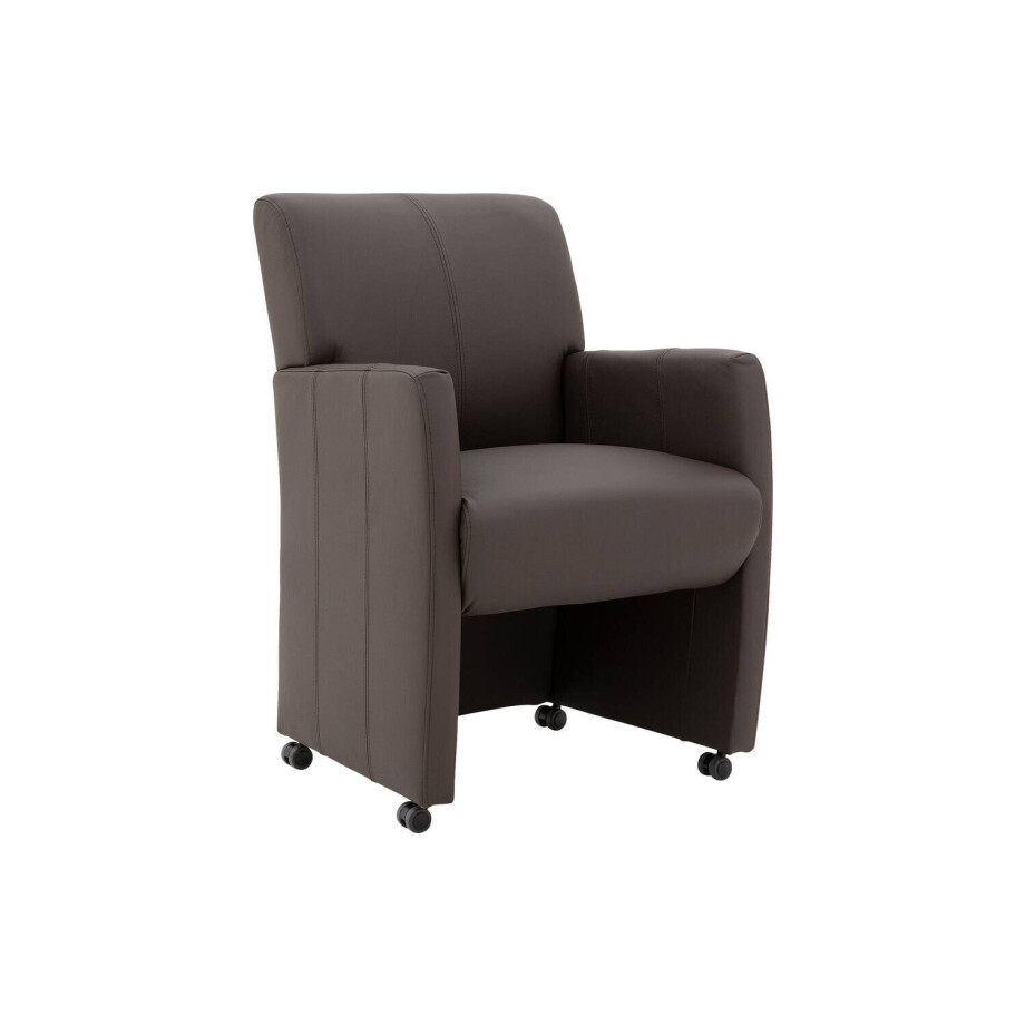 Goossens Eetkamerstoel Alex bruin leer met armleuning en met wielen, stijlvol landelijk Goossens Eetkamerstoel Alex bruin leer met armleuning en met wielen, stijlvol landelijk afbeelding 1