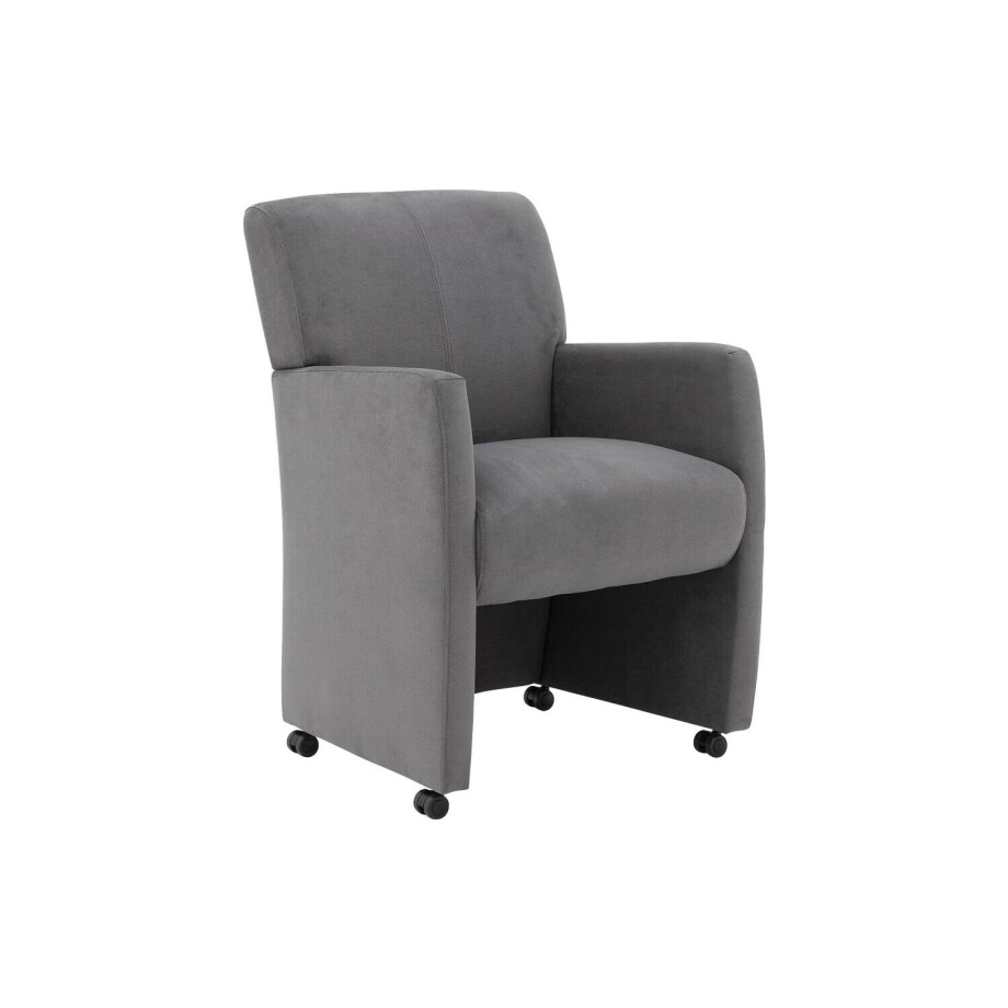 Goossens Eetkamerstoel Alex grijs stof met armleuning en met wielen, stijlvol landelijk Goossens Eetkamerstoel Alex grijs stof met armleuning en met wielen, stijlvol landelijk afbeelding 1