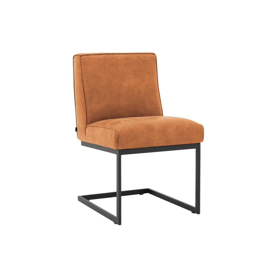 Goossens Excellent Eetkamerstoel Tom cognac leer leuning, urban industrieel Goossens Excellent Eetkamerstoel Tom cognac leer leuning, urban industrieel afbeelding 1