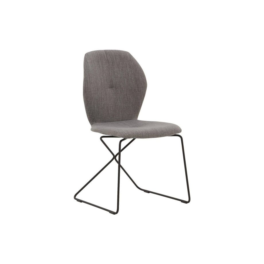 Goossens Excellent Eetkamerstoel Manzini grijs stof leuning, modern design afbeelding 1
