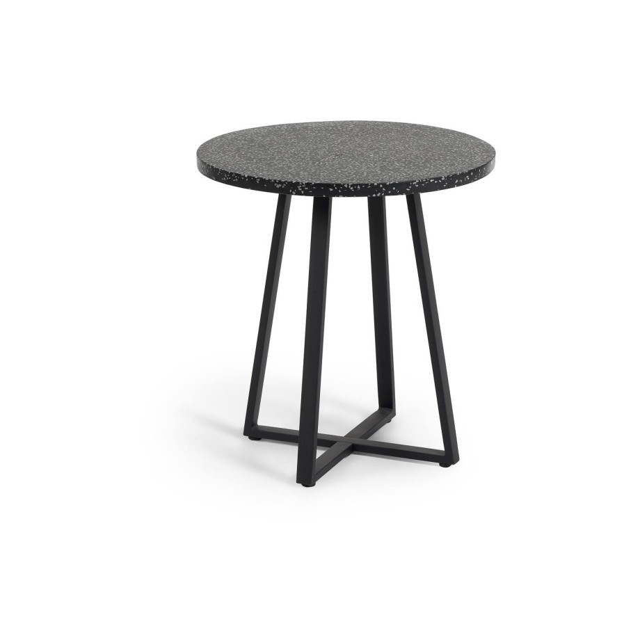 Kave Home Kave Home Tuintafel Tella, Tella zwarte terrazzo ronde tafel Ø 70 cm (mtk0034) afbeelding 