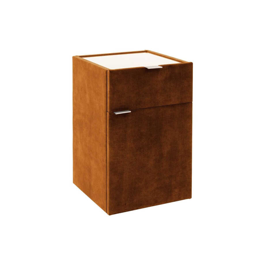 Goossens Nachtkastje Briljant Luxe, 1 deur rechts, 1 lade, met inleg glasblad Goossens Nachtkastje Briljant Luxe, 1 deur rechts, 1 lade, met inleg glasblad afbeelding 1