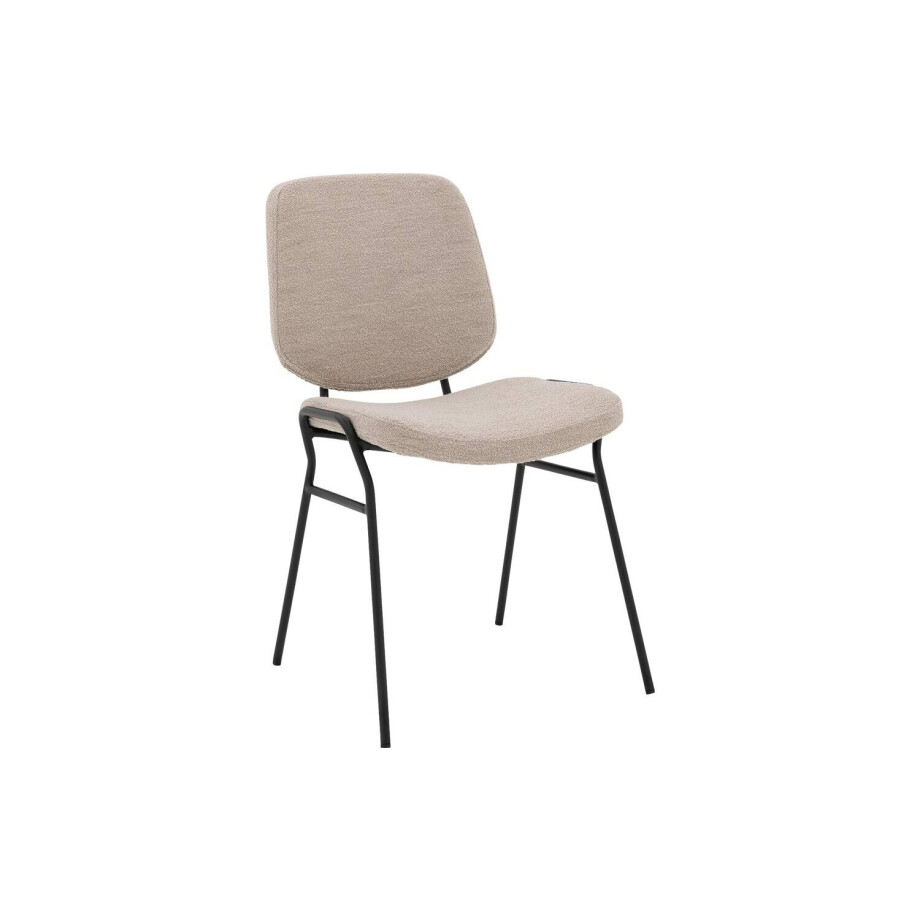 Goossens Eetkamerstoel Hjalmar beige stof leuning, modern design afbeelding 1