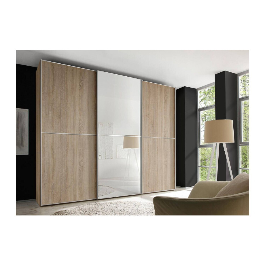 Goossens Kledingkast Big Choice Type 41 163, Slaapkamerkast 298 cm breed, 240 cm hoog, 2 schuifdeuren en 1 glas schuifdeur midden Goossens Kledingkast Big Choice Type 41 163, Slaapkamerkast 298 cm breed, 240 cm hoog, 2 schuifdeuren en 1 glas schuifdeur midden afbeelding 1