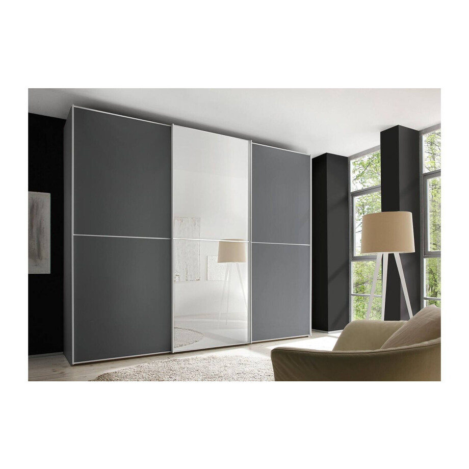 Goossens Kledingkast Big Choice Type 41 163, Slaapkamerkast 298 cm breed, 222 cm hoog, 2 schuifdeuren en 1 glas schuifdeur midden Goossens Kledingkast Big Choice Type 41 163, Slaapkamerkast 298 cm breed, 222 cm hoog, 2 schuifdeuren en 1 glas schuifdeur midden afbeelding 1