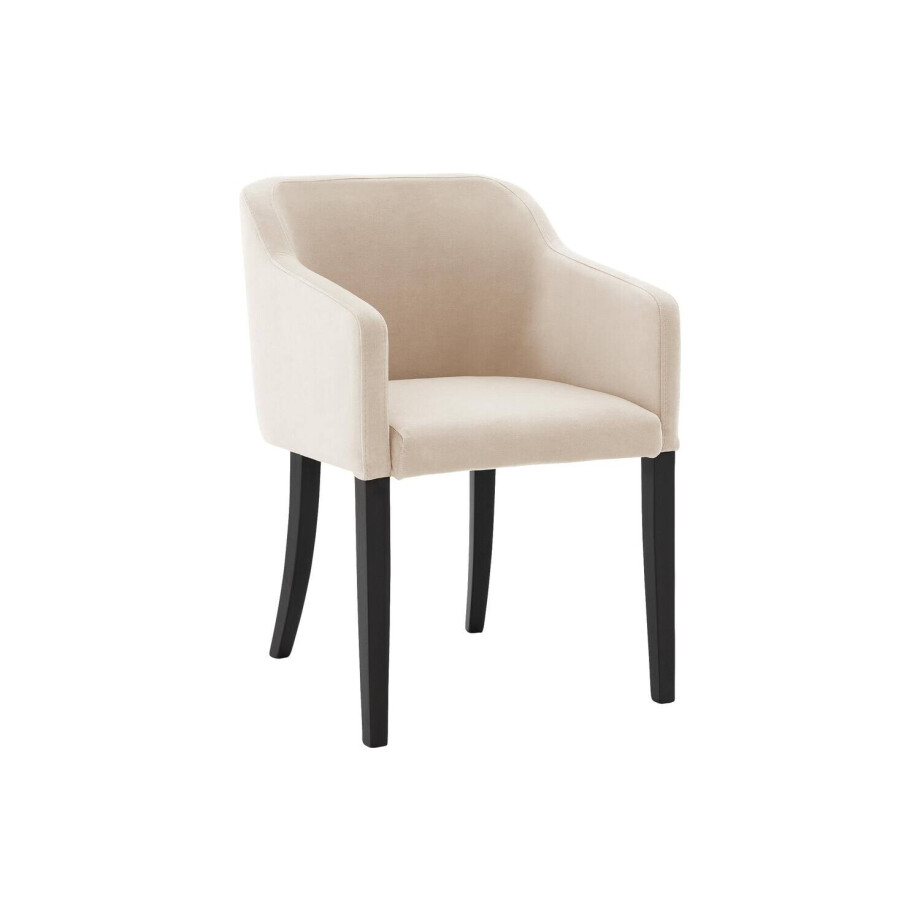 Goossens Eetkamerstoel Peda wit velvet stof met armleuning, elegant chic afbeelding 1