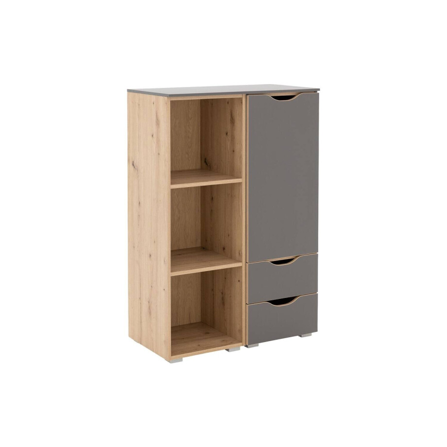 Goossens Commode Peder, 1 deur 2 laden met 4 vakken, 80 cm breed x 119 cm hoog afbeelding 1