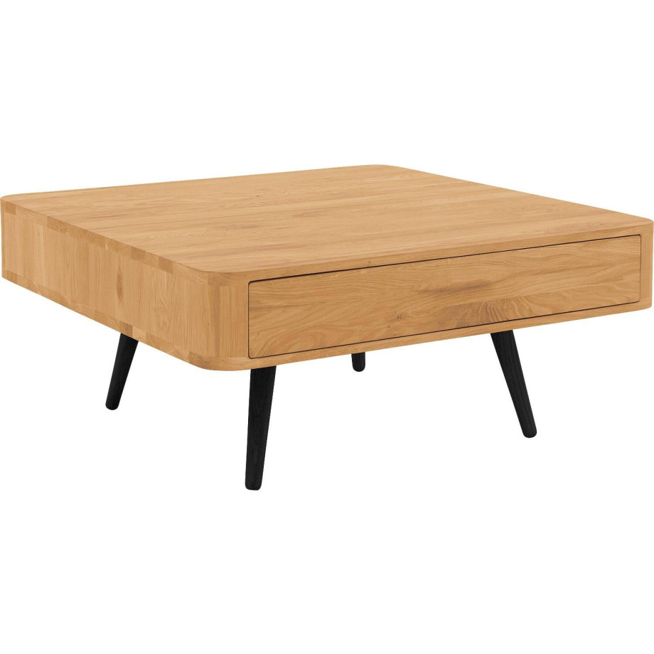 Goossens Salontafel Bjarte vierkant, hout eiken blank, stijlvol landelijk, 90 x 40 x 90 cm afbeelding 1