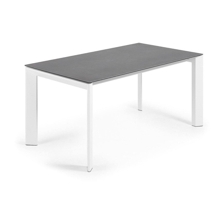 Kave Home Kave Home Axis, Axis uitschuifbare tafel van porselein met l witte poten 160 (220) cm (mtk0116) afbeelding 