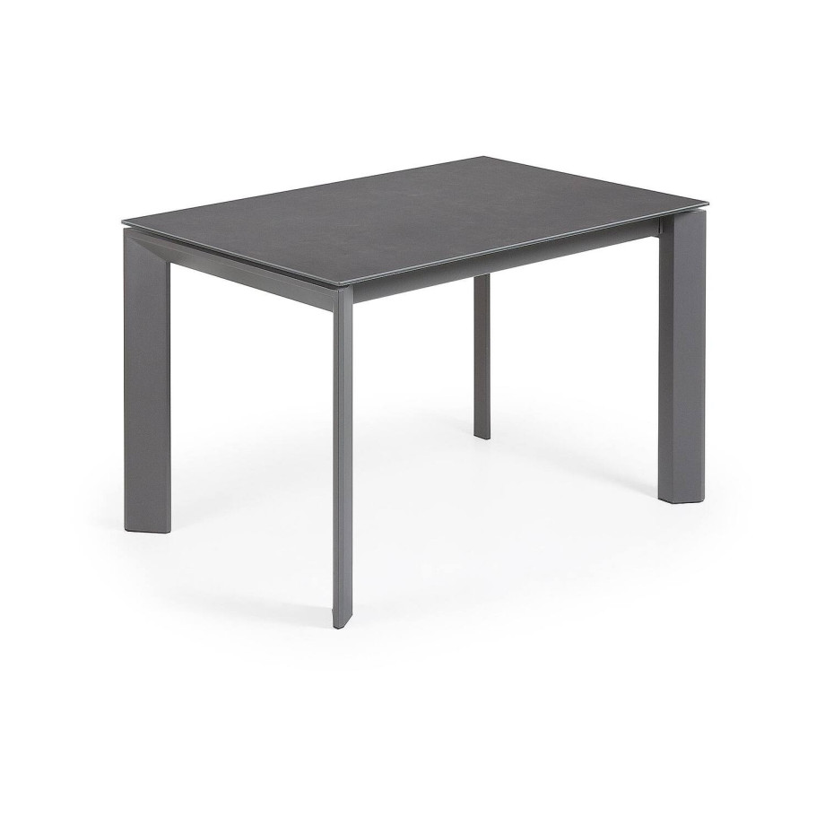 Kave Home Kave Home Axis, Axis uitschuifbare tafel van porselein met antraciet stalen poten 120 (180) cm (mtk0116) afbeelding 