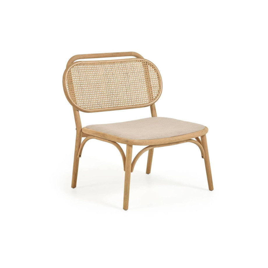 Kave Home Kave Home Doriane, Doriane solid oak easy chair with natural finish and upholstered seat afbeelding 