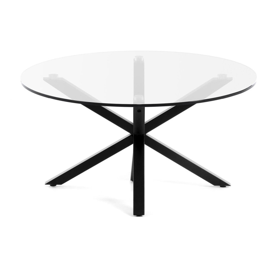 Kave Home Kave Home Eettafel Argo rond, glas transparant,, 82 x 40 x 82 cm afbeelding 