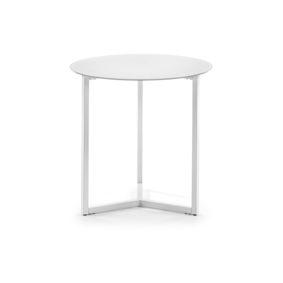Kave Home Kave Home Sidetable Raeam rond, glas wit,, 50 x 50 x 50 cm afbeelding 