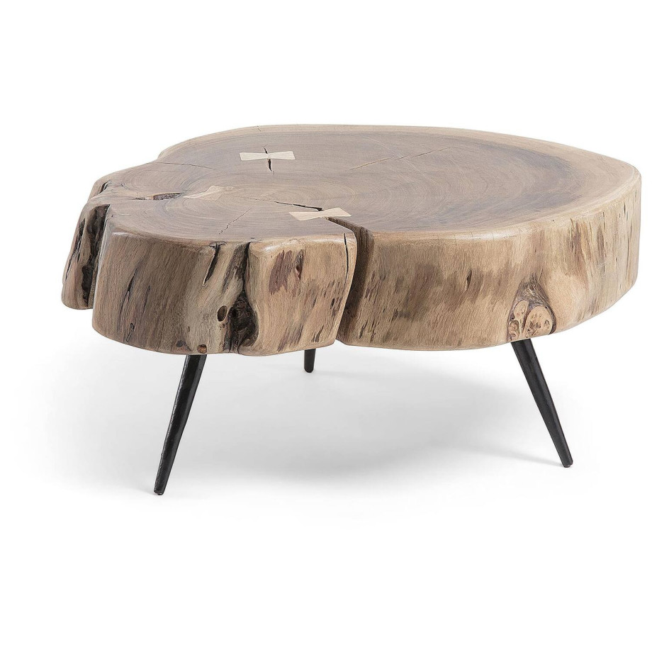 Kave Home Kave Home Sidetable Eider rond, hout beige,, 49 x 26 x 47 cm afbeelding 