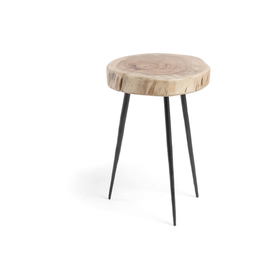 Kave Home Kave Home Sidetable Eider rond, hout beige,, 35 x 54 x 35 cm afbeelding 