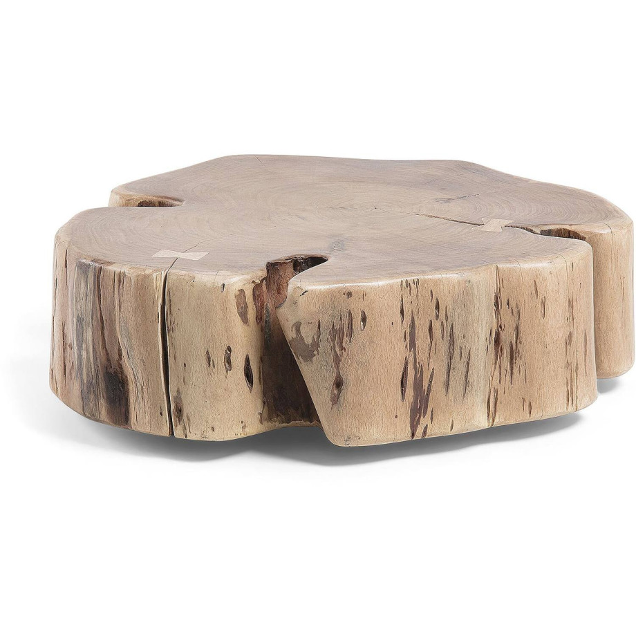 Kave Home Kave Home Salontafel Essi rond, hout beige,, 65 x 23 x 60 cm afbeelding 