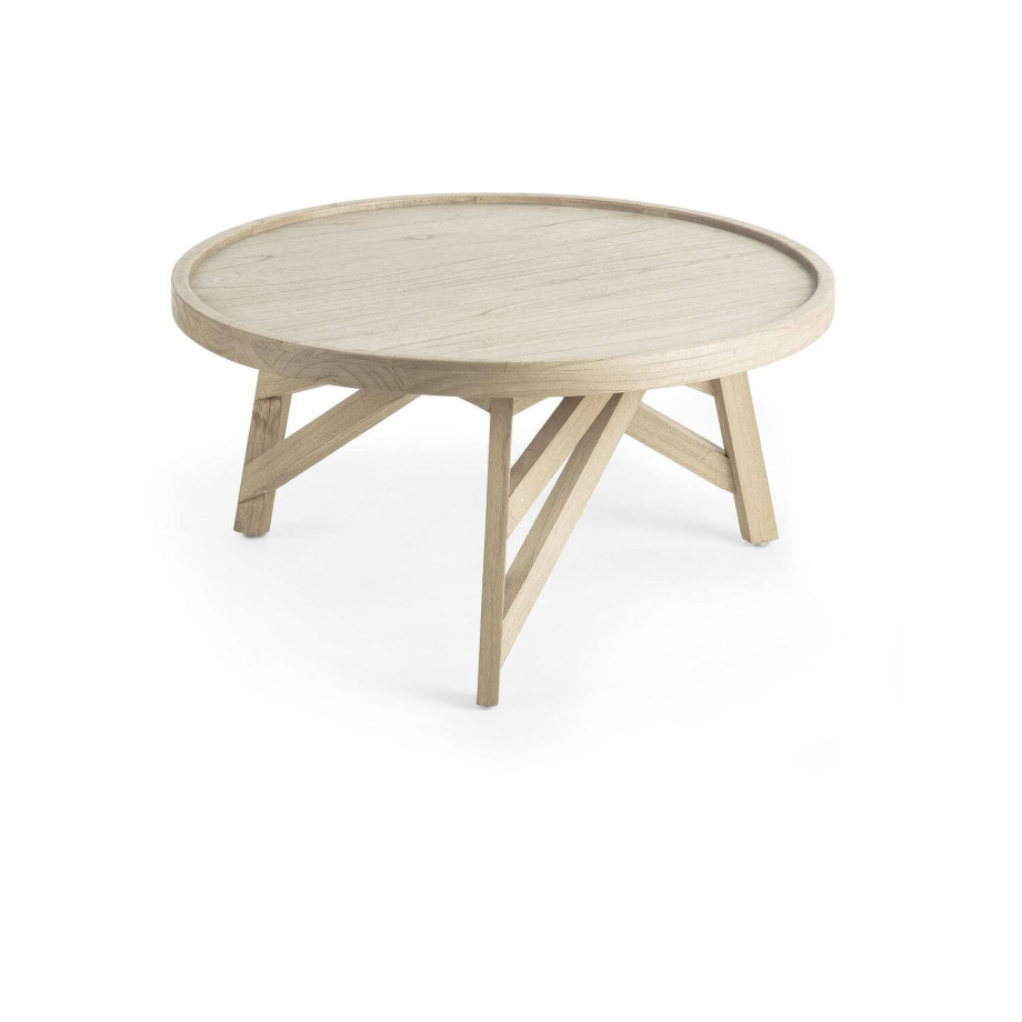 Kave Home Kave Home Salontafel Tenda rond, hout bruin,, 81 x 42 x 81 cm afbeelding 