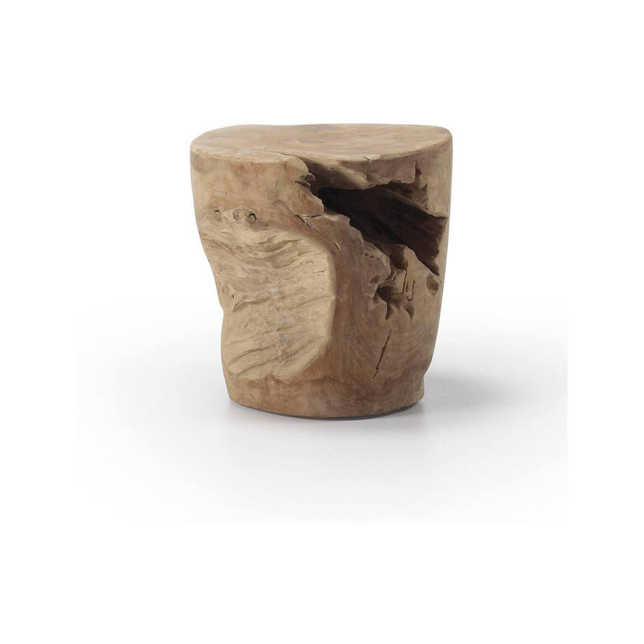 Kave Home Kave Home Sidetable Tropicana rond, hout bruin,, 35 x 35 x 35 cm afbeelding 