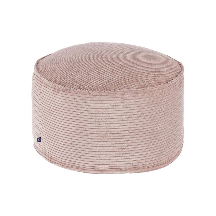 Kave Home Kave Home Woon Accessoires Wilma, Wilma grote poef in roze corduroy met brede naad, Ø 70 cm (mtk0144) afbeelding 