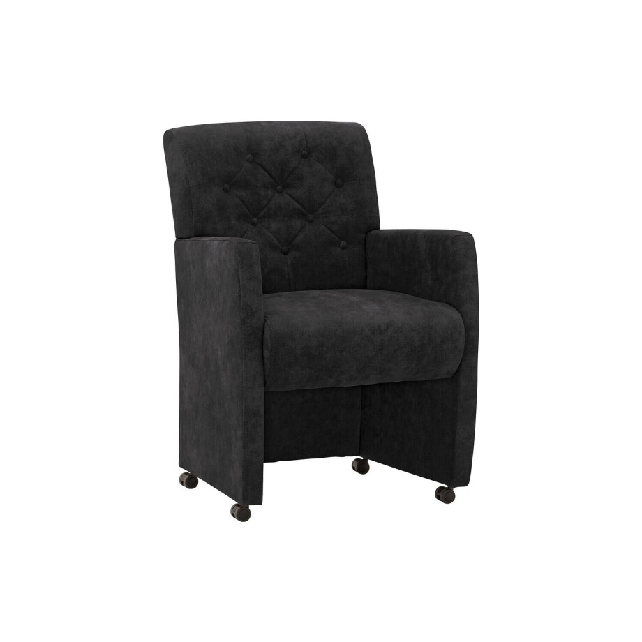 Goossens Eetkamerstoel Oliver antraciet microvezel met armleuning en met wielen, stijlvol landelijk Goossens Eetkamerstoel Oliver antraciet microvezel met armleuning en met wielen, stijlvol landelijk afbeelding 1