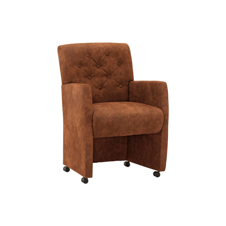 Goossens Eetkamerstoel Oliver cognac microvezel met armleuning en met wielen, stijlvol landelijk Goossens Eetkamerstoel Oliver cognac microvezel met armleuning en met wielen, stijlvol landelijk afbeelding 1