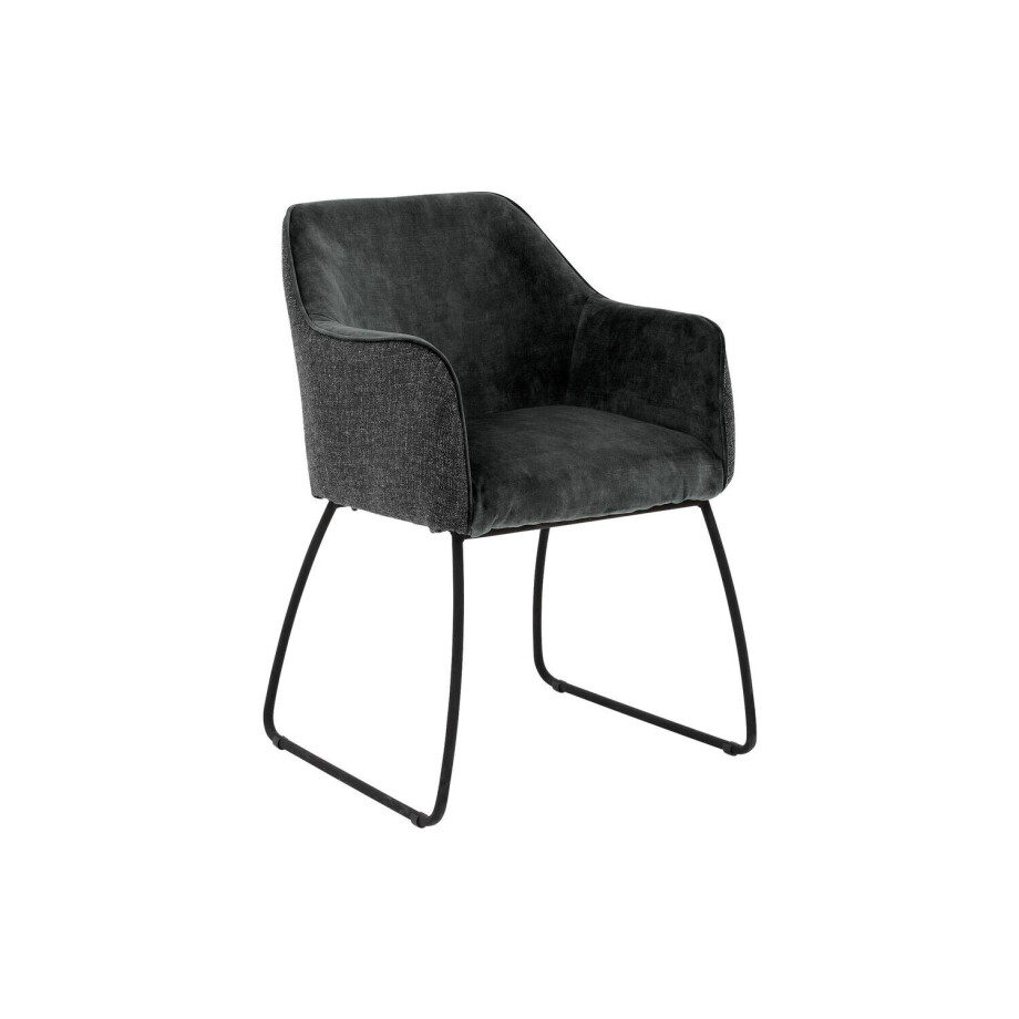 Goossens Eetkamerstoel Lisbet zwart stof met armleuning, elegant chic afbeelding 1
