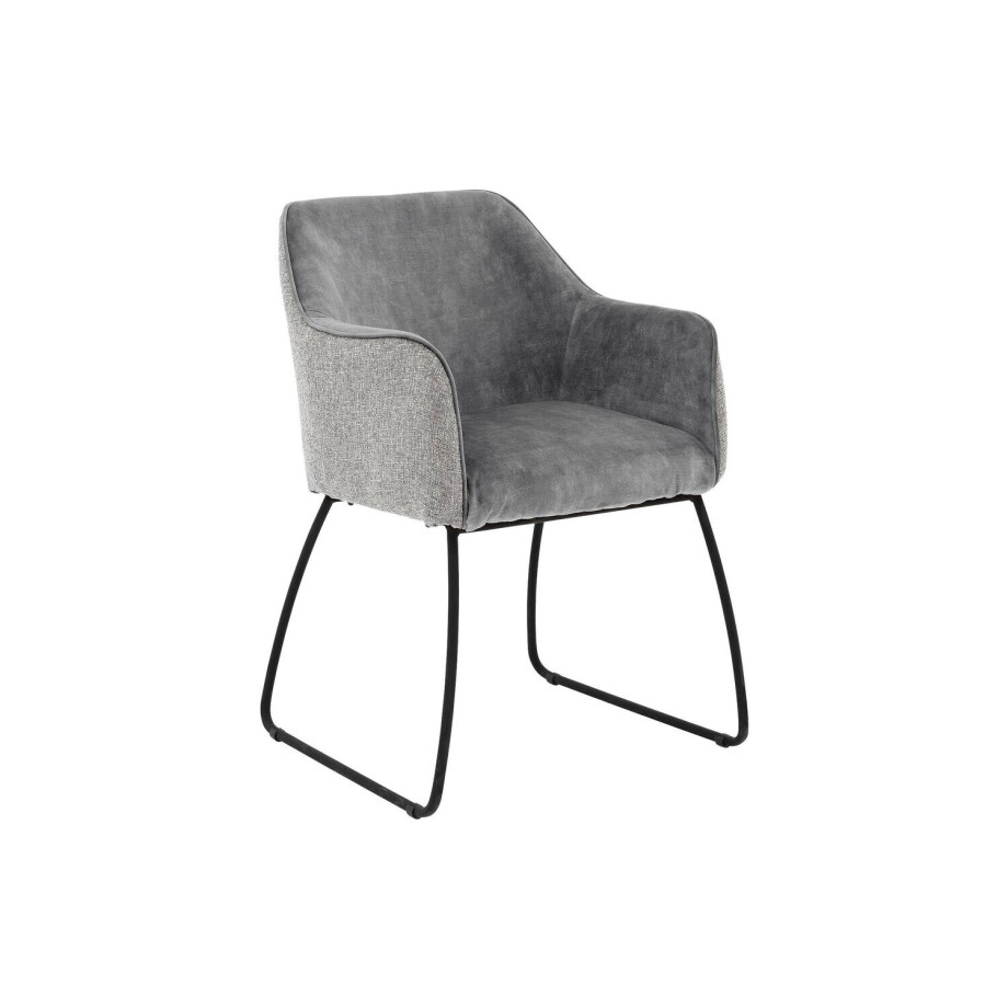 Goossens Eetkamerstoel Lisbet grijs stof met armleuning, elegant chic afbeelding 1