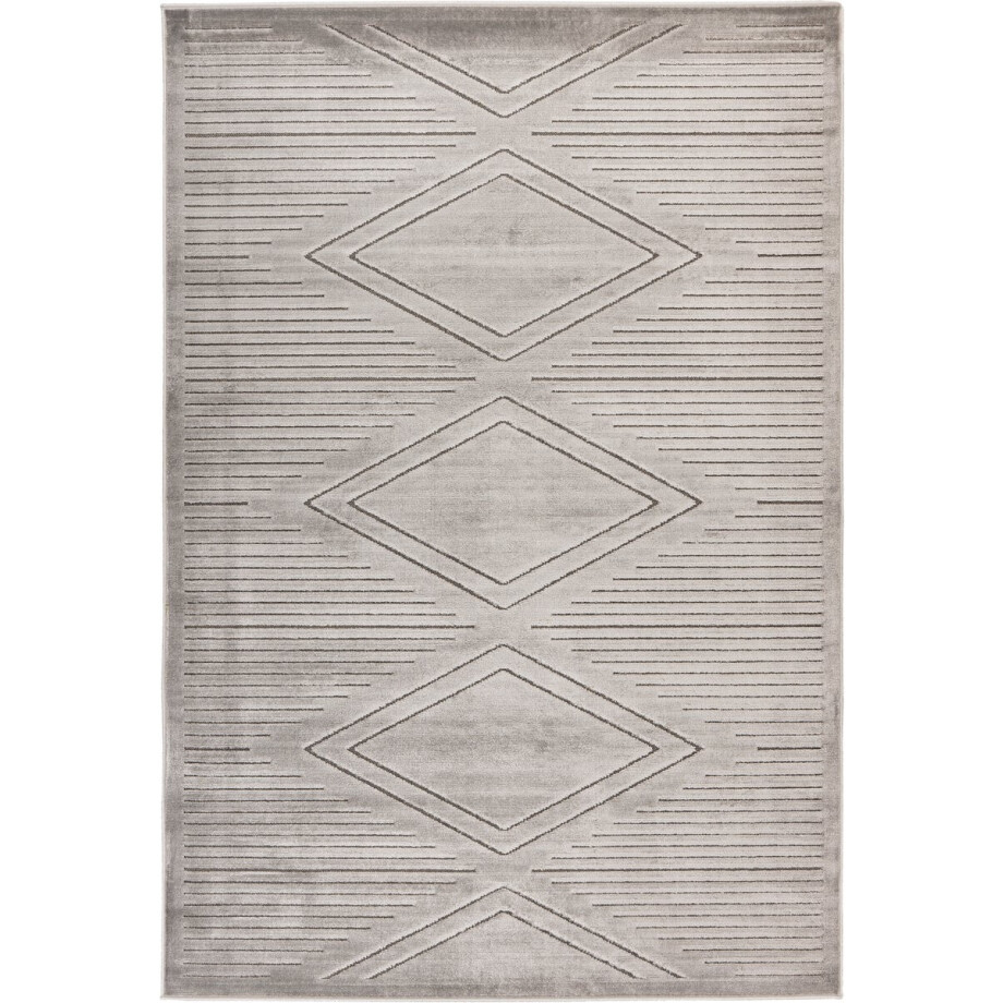 Padiro laagpolig vloerkleed - 160 x 230 cm - Grijs - Modern, Geometrisch patroon - Polypropyleen - vloerverwarming Padiro laagpolig vloerkleed - 160 x 230 cm - Grijs - Modern, Geometrisch patroon - Polypropyleen - vloerverwarming afbeelding 1