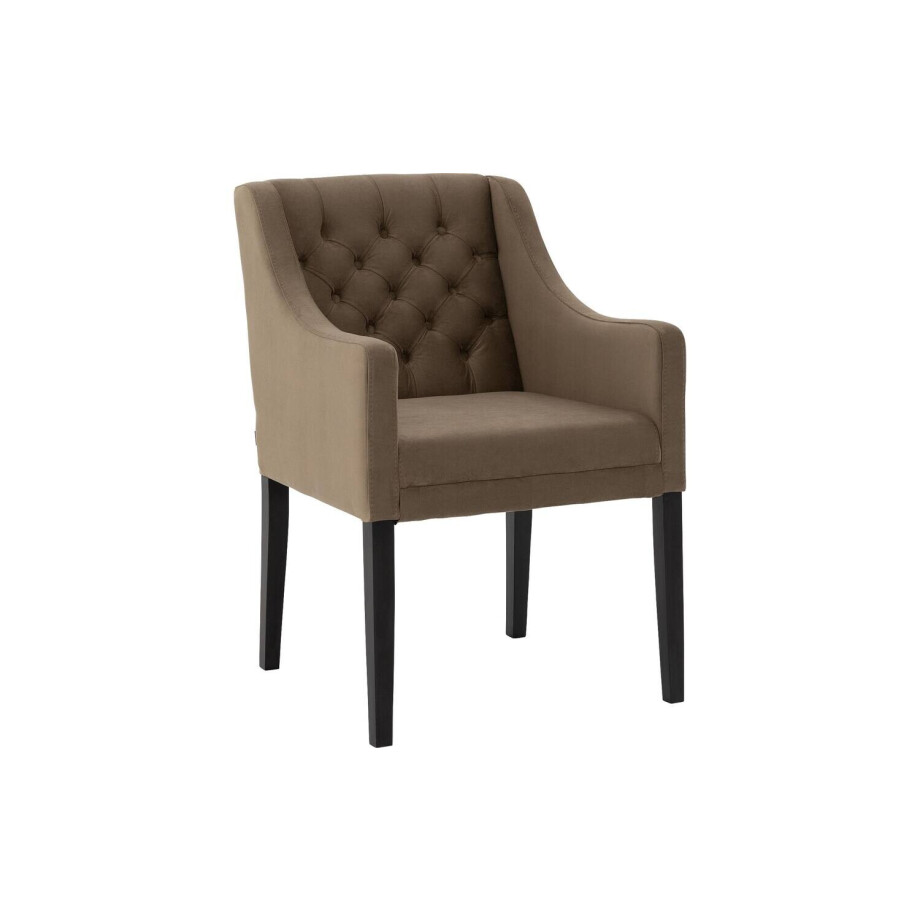 Goossens Eetkamerstoel Pearl bruin velvet stof met armleuning, stijlvol landelijk afbeelding 1