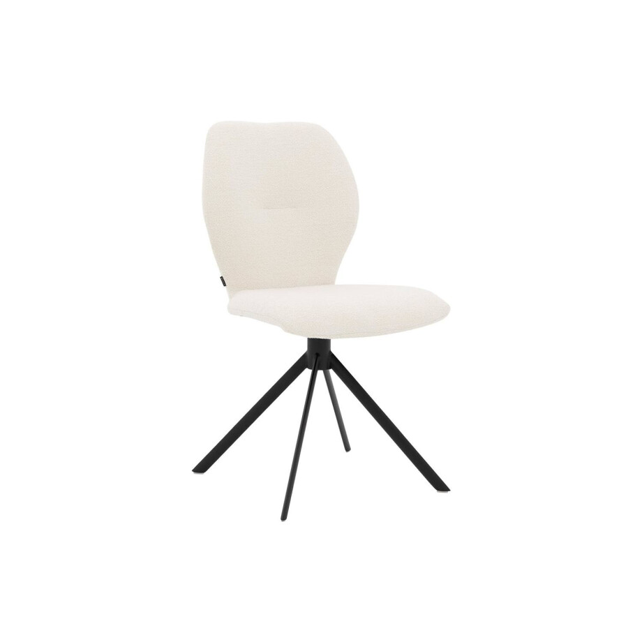 Goossens Eetkamerstoel Hera wit stof leuning, modern design Goossens Eetkamerstoel Hera wit stof leuning, modern design afbeelding 1