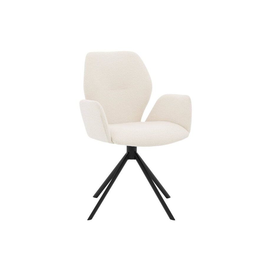 Goossens Eetkamerstoel Hera wit stof met armleuning, modern design Goossens Eetkamerstoel Hera wit stof met armleuning, modern design afbeelding 1