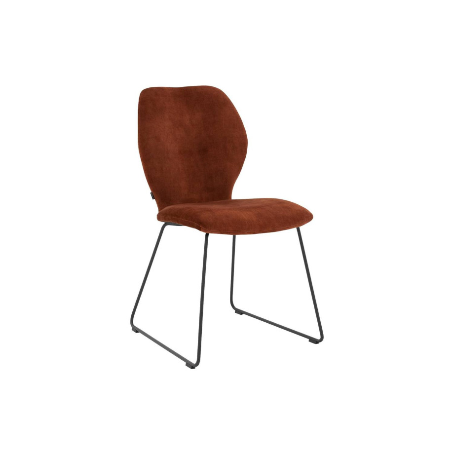 Goossens Eetkamerstoel Hera koper velvet stof leuning, modern design afbeelding 1