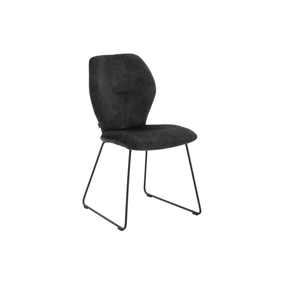 Goossens Eetkamerstoel Hera antraciet velvet stof leuning, modern design afbeelding 1