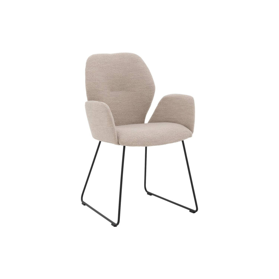 Goossens Eetkamerstoel Hera wit stof met armleuning, modern design Goossens Eetkamerstoel Hera wit stof met armleuning, modern design afbeelding 1