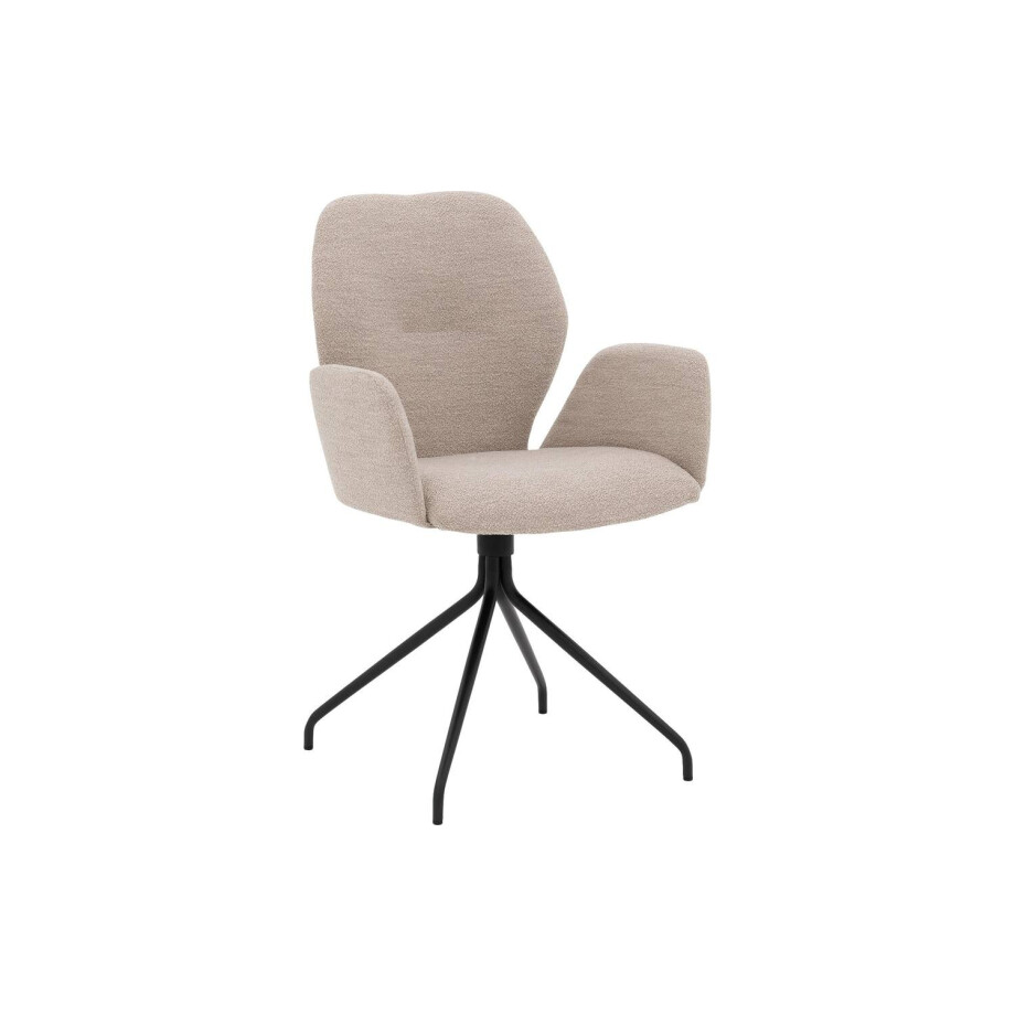 Goossens Eetkamerstoel Hera beige stof met armleuning, modern design Goossens Eetkamerstoel Hera beige stof met armleuning, modern design afbeelding 1