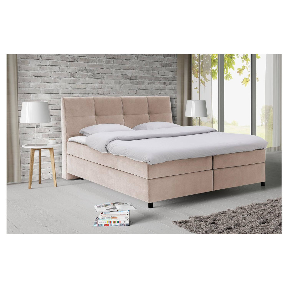 Goossens Basic Boxspring Compleet Gusta, Vlak 160 x 200 cm (=2x 80 x 200 cm) met hoofdbord afbeelding 1