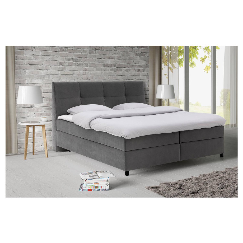 Goossens Basic Boxspring Compleet Gusta, Vlak 180 x 200 cm (=2x 90 x 200 cm) met hoofdbord afbeelding 1