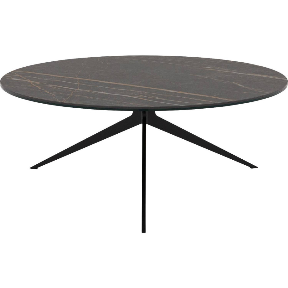 Goossens Excellent Salontafel Cipressen rond, keramiek zwart, modern design, 80 x 32 x 80 cm afbeelding 1